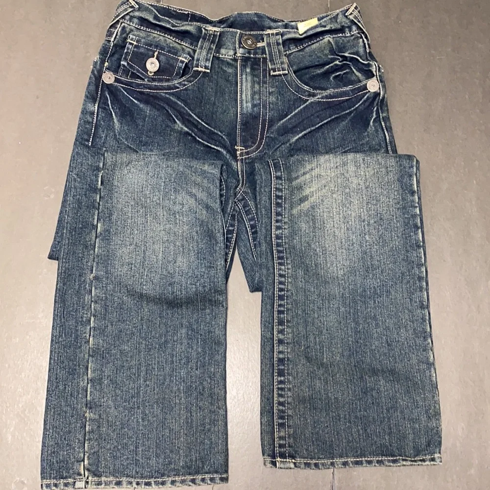 Hollywood The Jean People Size 16 Low Boot Cut Faded Denim Jeans - Picture 6 of 14